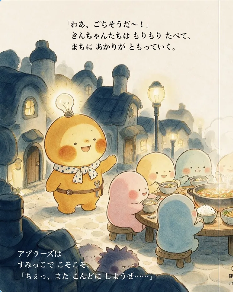 灯りの下で、ごはんを囲むまちのみんな